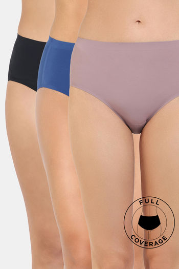 Buy Zivame Medium Rise Full Coverage No Visible Panty Line Hipster (Pack of 3) - Multicolor